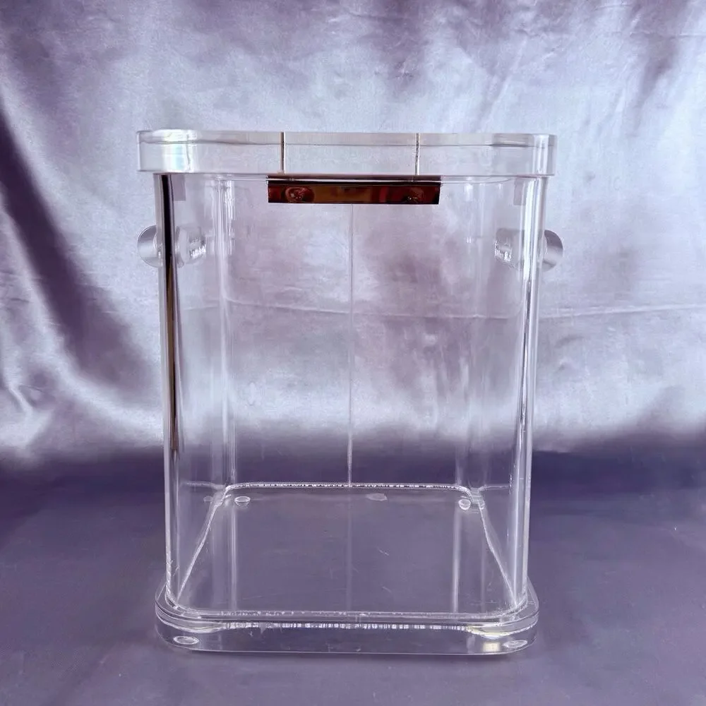 Vintage Wilardy Clear Lucite Ice Bucket Box Hinged Lid MCM Hollywood Regency 10”